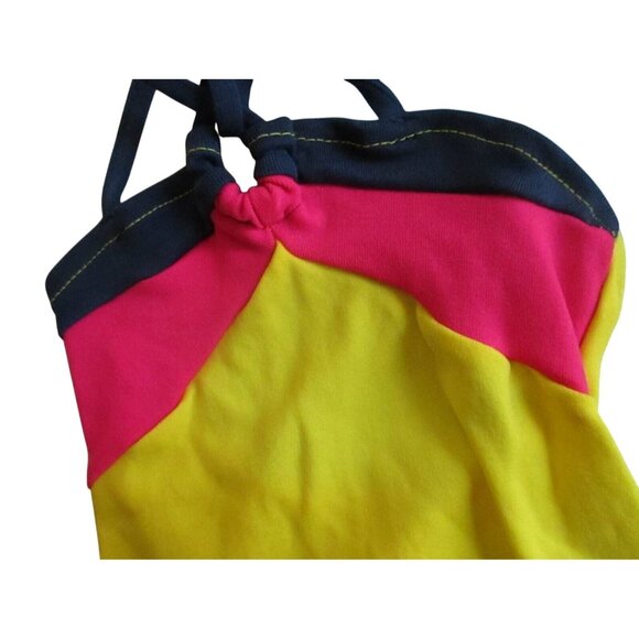 Vintage 1980'S GIRLS 3X Swimsuit NYLON STRETCH COLORBLOCK swim suit CASTAWAYS - Picture 3 of 4
